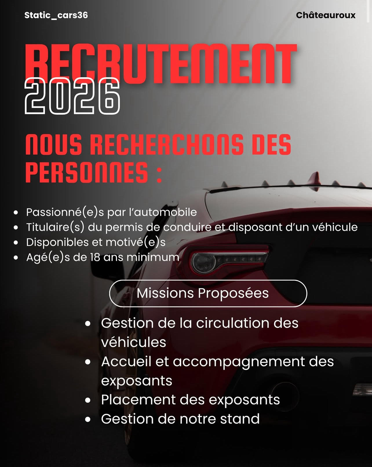 Annonce de recrutement Staff Static Cars 36